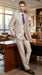 Men’s Champagne Tan Sharkskin 2 Button Suit – Shiny Formal Suit with Optional Vest for Wedding, Prom, Business Beige Color