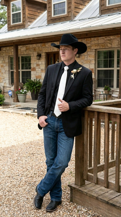 Men’s Black Tuxedo Western Blazer – Cowboy Style Formal Sport Coat Jacket for Dinner Jacket