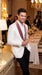 Men’s Ivory and Rose gold Floral Blazer – Elegant Shawl Lapel Formal Blazer Jacket for Wedding, Party, Prom