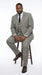 Vitali Brand Men’s Grey Textured Patterned 3 Piece Suit – Modern Fit Checkered Sharkskin with Blazer, Vest & Trousers, Business Wedding