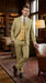 Vitali Men’s Sage Beige Tan Plaid 3 Piece Suit, Check Pattern Formal Dress Suit for Weddings, Prom, Business Events, Modern Fit Light Yellow Color