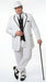 Men’s White Pinstripe 1920s Gangster 3 Piece Suit, Black Contrast Formal Costume Suit for Parties, Prom, Weddings, and Theme Events