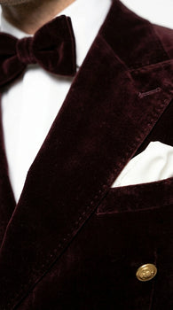 Men’s Dark Brown Velvet Blazer and Pants 2 Piece Suit, Double Breasted Formal Dinner Suit for Weddings, Prom
