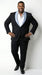 Men’s Black Suit with Light Blue Lapel – Modern Formal Tuxedo Style Suit for Wedding, Prom, Party and Sky Powder Blue Color