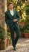 Mens Hunter Green Wedding Tuxedo Suit – Paisley Pattern Three Piece Formal Suit Set with Shawl Lapel for Groom, Prom in Emerald green