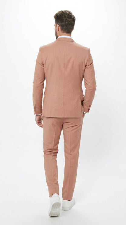 Men’s Peach Light Brown 3 Piece Suit – Wedding & Prom Formal Suit Set, Blazer Pants Double breasted vest