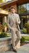 Men’s Tan Pinstripe Three Piece Suit – Classic Fit Pleated Pants  Tan Sand Beige Wedding, Church Shadow Ton on Tone  Business Suit for Men