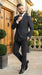 Men’s Black Pinstripe Double Breasted Suit – Classic Formal Business Suit Office and Evening Wear Modern Fit Conservative pattern