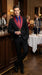 Men’s Black Suit with Burgundy Shawl Lapel –  Formal Tuxedo Suit for Wedding, Prom and Evening Events + Bowtie & Tie