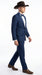 Men’s Saphire Indigo Blue Western Tuxedo Suit, Formal Wedding Prom Cowboy Tuxedo with Blue