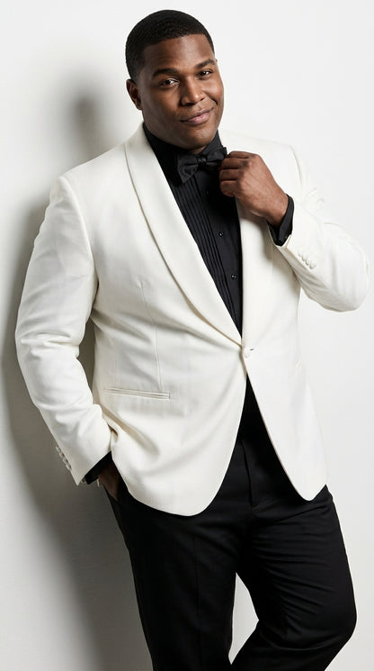 Snow White Dinner Jacket 100% Poly -  Blazer Jacket For Men Online1 Button Shawl Collar