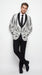Men’s White and Black Patterned Tuxedo Blazer – Luxury Designer Dinner Jacket for Wedding, Prom and Formal Events New Year Christmas Holiday