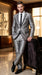 Men’s Silver Sharkskin Tuxedo Suit with Black Piping – Shiny Two Button Formal Suit for Wedding, Prom and Party Wear