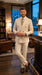 Men’s Cream Off White Pinstripe Linen Pinstripe 2 Piece Double Breasted Suit, Summer Wedding Ivory Color By Vitali