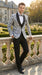 Mens Black and Silver Floral Tuxedo – Luxury Patterned Wedding, Prom and Formal Dinner Tuxedo