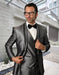 Mens Satin Trim Shawl Lapel Tuxedo in Silver Sharkskin