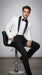 Men’s White Dinner Jacket Disco Blazer 1980s Sequin Style Jacket – Black Lapel Party Blazer, Formal Masquerade Club Wear Paisley Fabric + Bowtie
