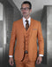 Mens 2 Button Slim Fit Vested Wool Suit in Rust