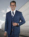 Mens 2 Button Slim Fit Vested Wool Suit in Sapphire Blue