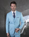Mens 2 Button Slim Fit Vested Wool Suit in Turquoise