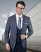 Mens 2 Button Suit with Low Cut Vest in Sapphire Blue Plaid