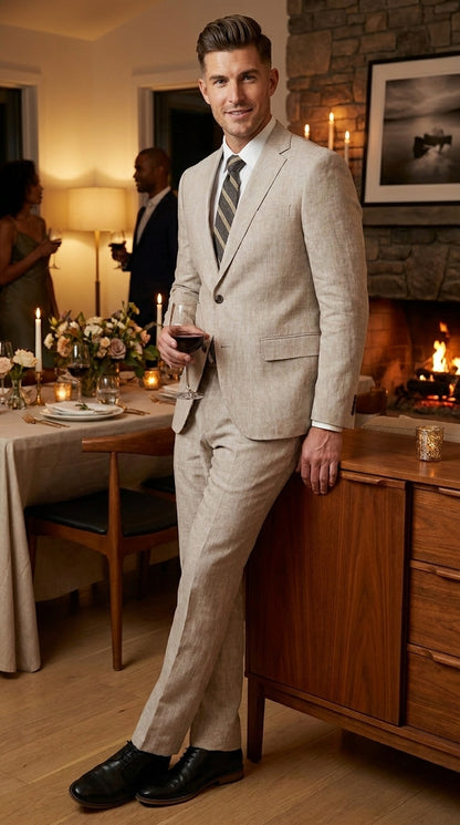 Big and Tall Men’s Gray Suit Separates with 2 Button Jacket and Matching Pants, Formal Dress Suit