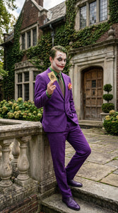 Men’s Purple Joker Blazer Dark Knight Inspired Jacket – Classic Villain Style Party Blazer, Halloween Costume Suit Jacket, Stylish Themed Wear