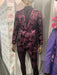 Men’s Black and Deep Pink Floral Tuxedo Suit – Slim Fit 2 Piece Formal Set with Matching Bow Tie