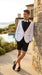 Men’s White and Black Tuxedo Suit with Shorts – Modern Formal Blazer and Short Pants Set for Wedding, Prom Suit