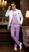 Men’s White and Lavender Tuxedo Wedding Suit with Dinner Jacket, Vest, Pants and Bow Tie