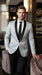 Men’s Silver and Black Floral Blazer – Elegant Formal Tuxedo Style Blazer Jacket for Wedding, Party, Prom and Evening Wear