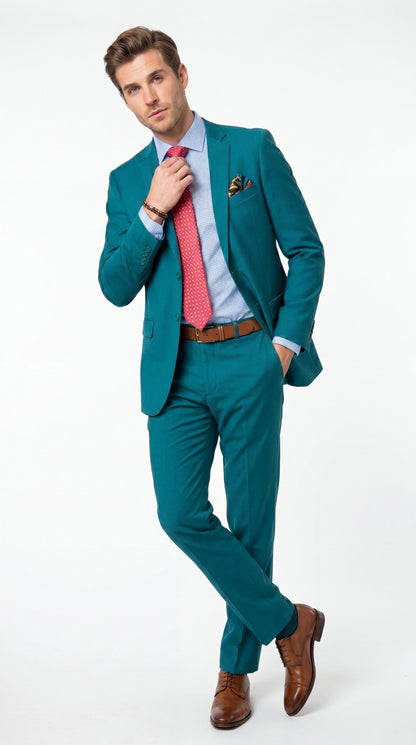 Men’s Teal Green Dark Turquoise Suit – Elegant Formal Suit for Business, Wedding, Party and Modern Style Wear Modern Fit