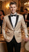 Men’s Gold Blazer with Black Lapel – Elegant Gold Formal Blazer Jacket for Wedding, Prom, Tuxedo in champagne Color