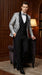 Mens Black and Silver Floral Tuxedo – Luxury Patterned Wedding, Prom and Formal Dinner Tuxedo