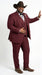 Men’s Burgundy Western Tuxedo Suit, 3 Piece Cowboy Formal Wedding Prom Suit with Satin Trim
