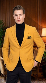 Men’s Mustard Gold Blazer, Fashion Sport Coat Wedding Party Church Dress Jacket