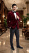 Men’s Gomez Addams Inspired Costume, Burgundy Velvet Blazer with Black Pants Formal Party Outfit Combo