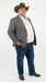 Mens Grey and White Trim Western Blazer – Classic Fit Cowboy Style Contrast Trim Dress Jacket