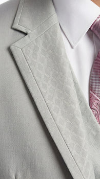 Men’s Light Gray 3 Piece Suit – Ice Silver Gray Formal Suit Set with Vest, Patterned Lapel and Tie for Wedding, Prom and Business Events