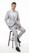 Mens Light Silver Wedding Tuxedo Suit – Paisley Fabric Three Piece Formal Suit Set with Shawl Lapel for Groom, Prom, Gala and ice Grey