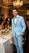 Sky Blue Prom Tuxedo - Perfect Wedding Suit Vested Rhinestone sequin Lapelled