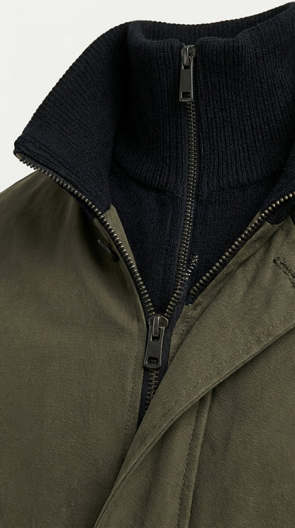Mens Olive Brown Trench Coat Raincoat – Classic Water Resistant Long Coat with Zip and Button Closure for Business, Travel and Everyday Outerwear
