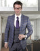 Mens 2 Button Suit with Low Cut Vest in Charcoal Plaid