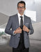 Mens 2 Button Suit with Low Cut Vest in Black Mini Plaid