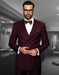 Mens Classic Wool Double Breasted Suit in Burgundy