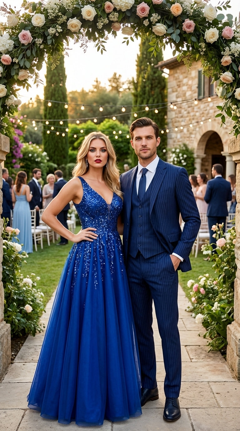 Men’s Cobalt Blue 3 Piece Suit – Indigo Light Blue Pinstripe Formal Suit with Vest for Wedding, Business Two buttons Modern Fit