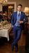 Vitali Men’s Navy Blue 3 Piece Suit with Light Blue Vest, Textured Formal Dress Suit for Weddings, Prom, Business Events, and Parties