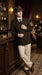 Men’s Black Pinstripe Blazer with White Pants 1920s Gangster Mob Boss Style Suit – Double Breasted Vintage Formal Jacket, Classic Party Costume Wear