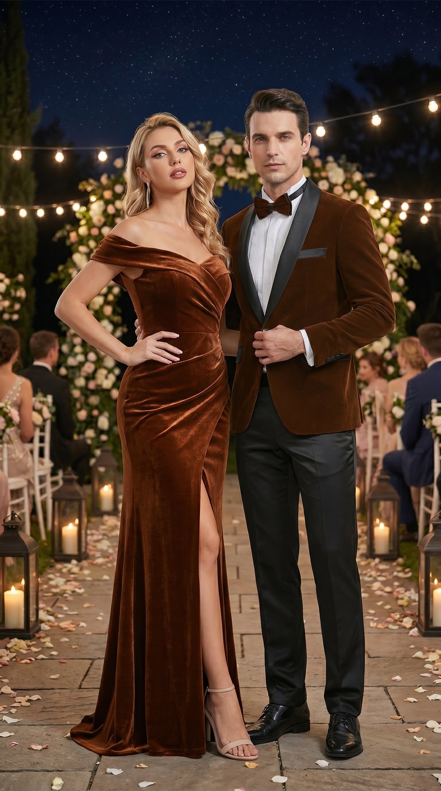 Men’s Brown Camel Bronze Velvet Tuxedo Jacket, Shawl Lapel Wedding Prom Dinner Blazer - Blazer Sportcoat