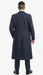 Men’s Navy Blue Herringbone Tweed  1920s 3 Piece Suit with Overcoat – Vintage Peaky Blinder Style Formal Suit Set with Blazer, Waistcoat + Overcoat + Hat
